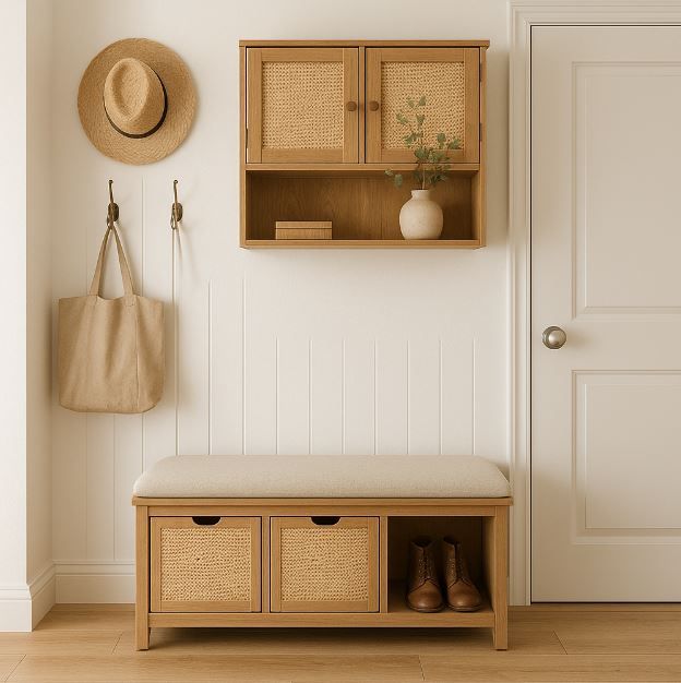 玄關椅＋收納一體化：抽屜、掀蓋與鞋槽設計